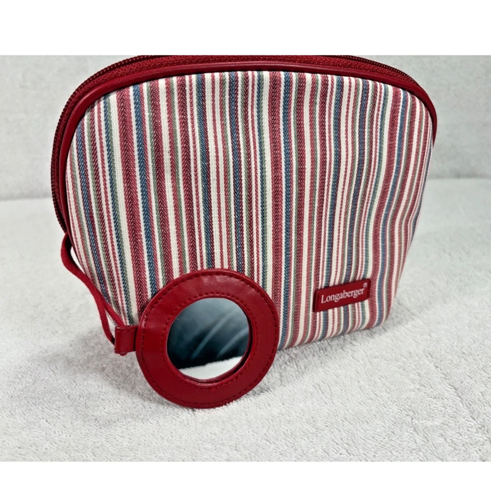 NWT Longaberger Market Striped Zip Cosmetic Case